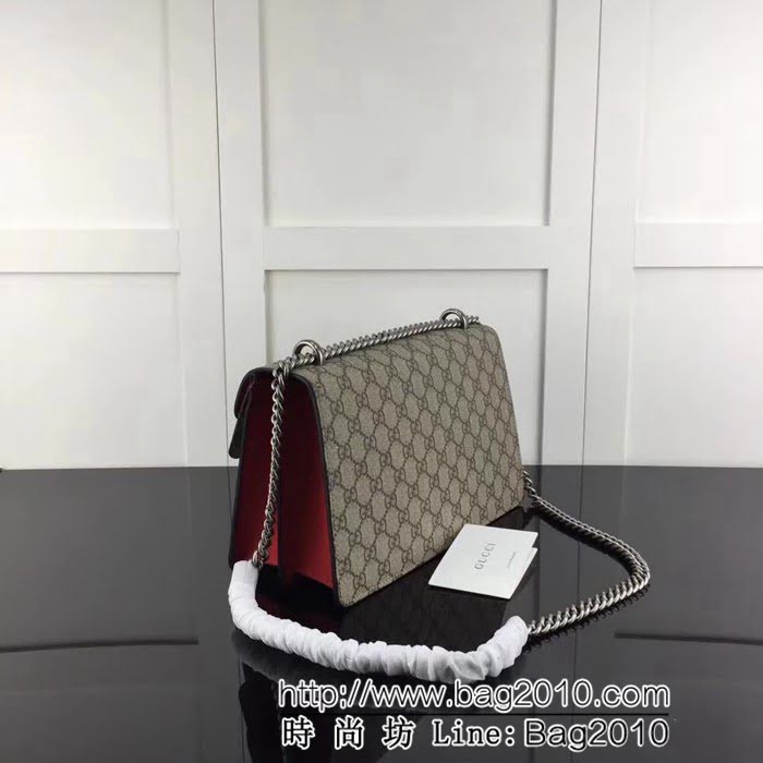 GUCCI古馳原單 新款專櫃品質 高仿原單貨 實物實拍 400249 啡pvc配大紅 鏈條單肩斜挎包 HY1007